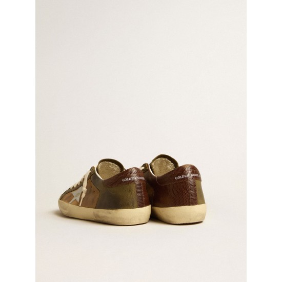 Super-Star LTD in green leather and tobacco-colored suede with silver star
