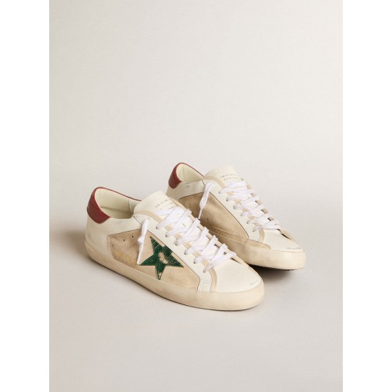 Men's Super-Star LTD in suede with green metallic star and red heel tab