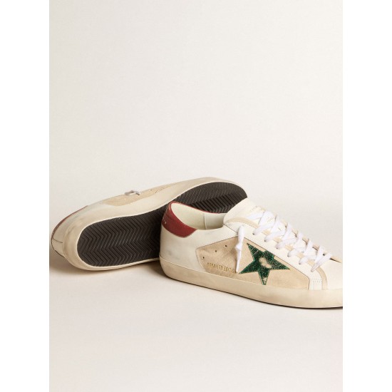 Men's Super-Star LTD in suede with green metallic star and red heel tab