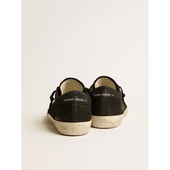 Men's Super-Star in black nubuck with perforated star and black nubuck heel tab