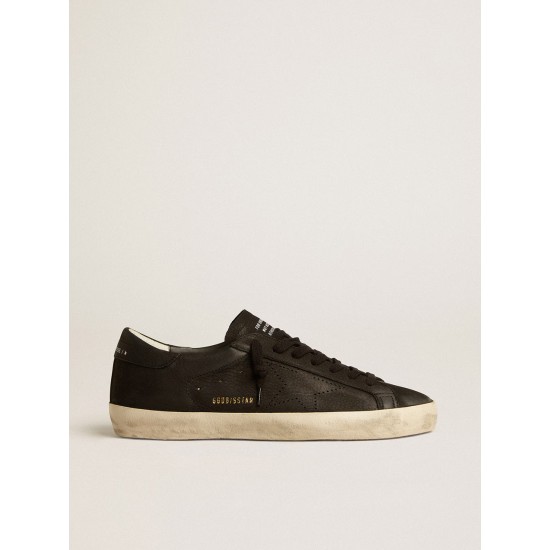 Men's Super-Star in black nubuck with perforated star and black nubuck heel tab
