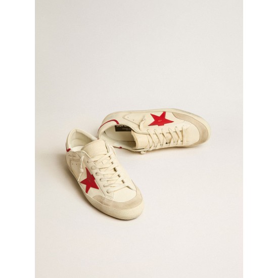 Men's Super-Star LTD in nappa with red leather star and pearl suede toe