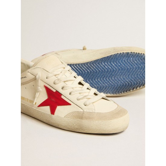 Men's Super-Star LTD in nappa with red leather star and pearl suede toe