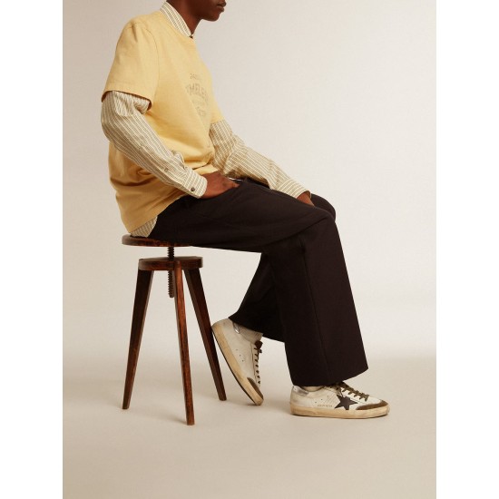 Men's Super-Star LTD in nappa leather with black leather star and silver heel tab