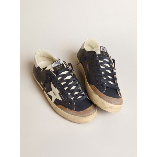 Men's Super-Star in blue nappa leather with white leather star and heel tab
