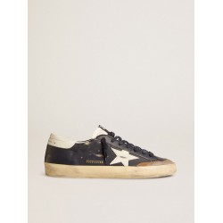 Men's Super-Star in blue nappa leather with white leather star and heel tab
