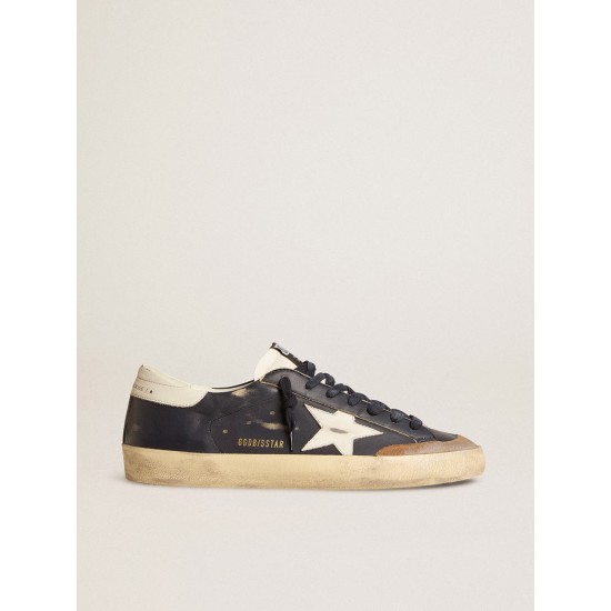 Men's Super-Star in blue nappa leather with white leather star and heel tab