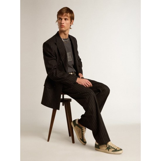 Men's Super-Star LTD in cream mesh and green nappa with nappa star