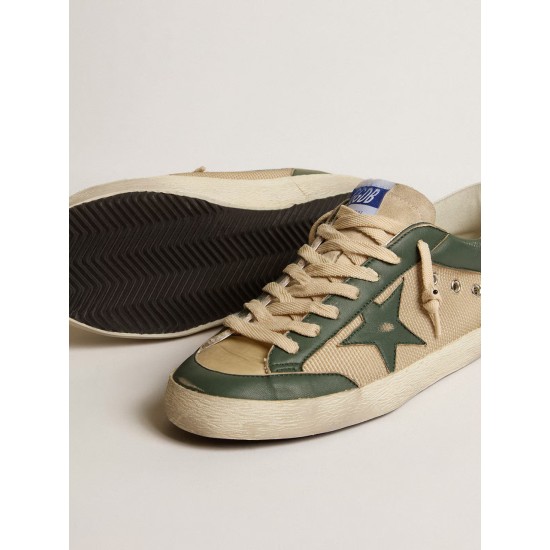 Men's Super-Star LTD in cream mesh and green nappa with nappa star