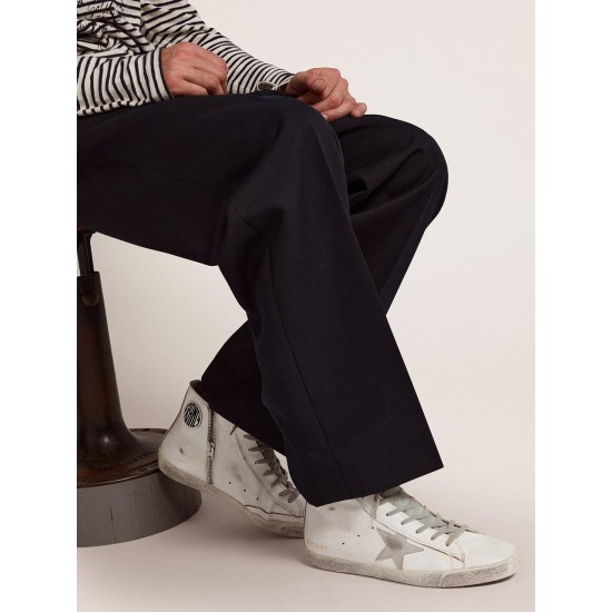 Men's Francy in leather with silver suede star