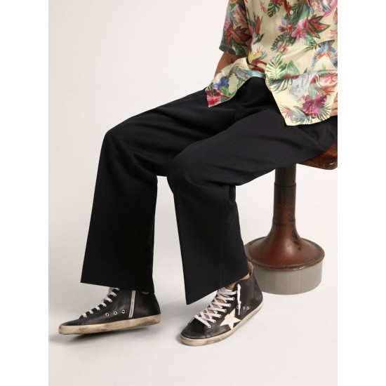 Men's Francy with black leather upper and white leather star