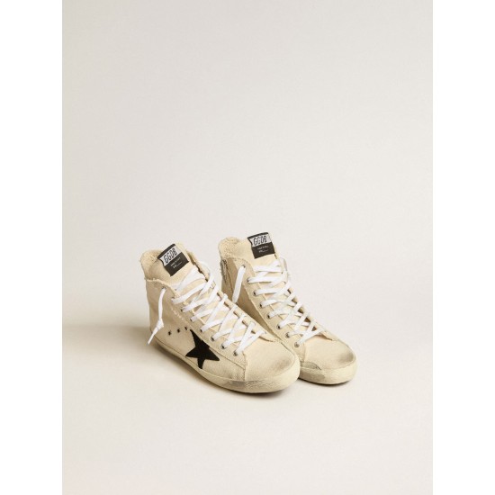 Francy Penstar in canvas with black suede star and leather heel tab