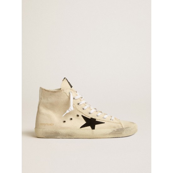 Francy Penstar in canvas with black suede star and leather heel tab
