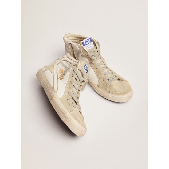 Men's Slide in leather with suede details