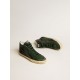 Slide LTD in green suede and black canvas with suede star and flash