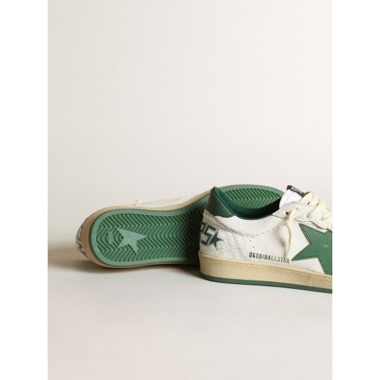 Men's Ball Star in white nappa leather with green leather star and heel tab