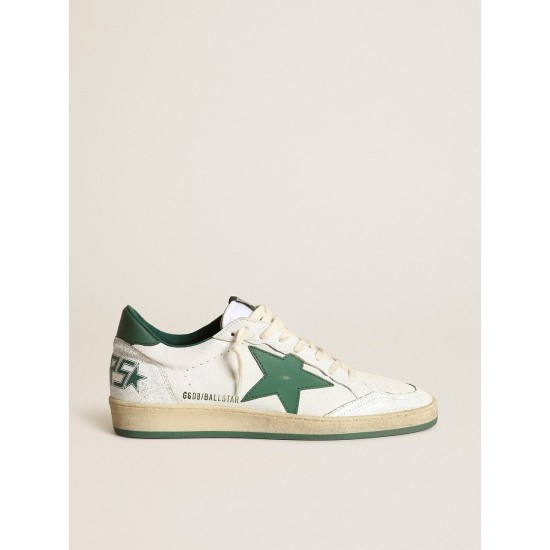 Men's Ball Star in white nappa leather with green leather star and heel tab