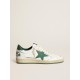 Men's Ball Star in white nappa leather with green leather star and heel tab