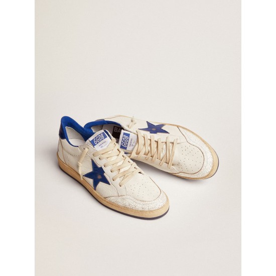 Men's Ball Star in white nappa with blue star and heel tab