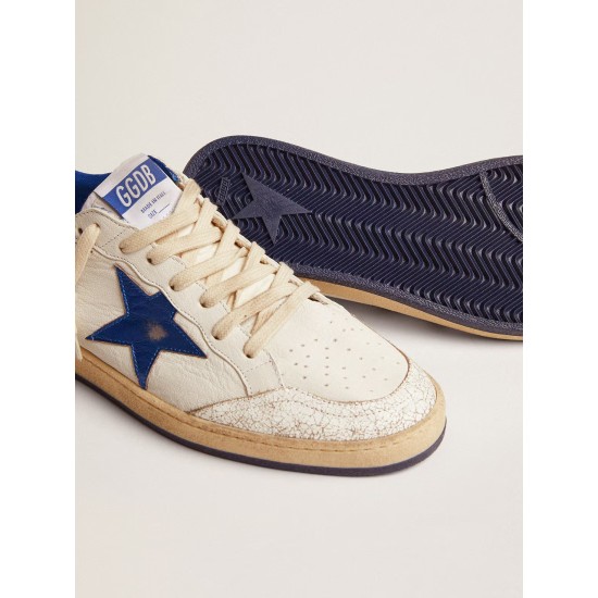 Men's Ball Star in white nappa with blue star and heel tab