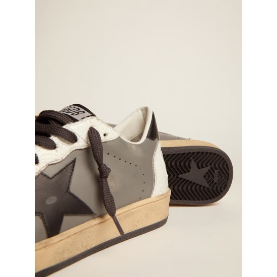 Men's Ball Star in gray leather with black star and heel tab