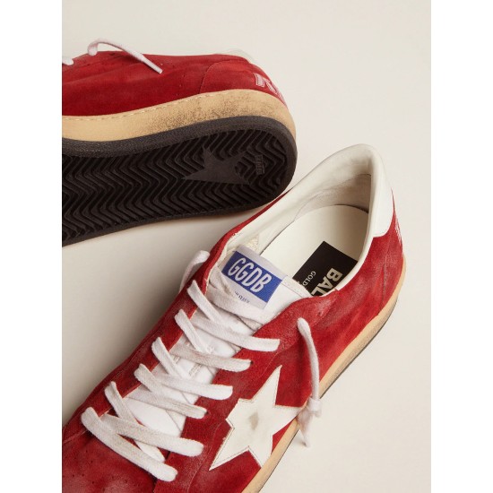 Men's Ball Star in dark red suede with white star and heel tab
