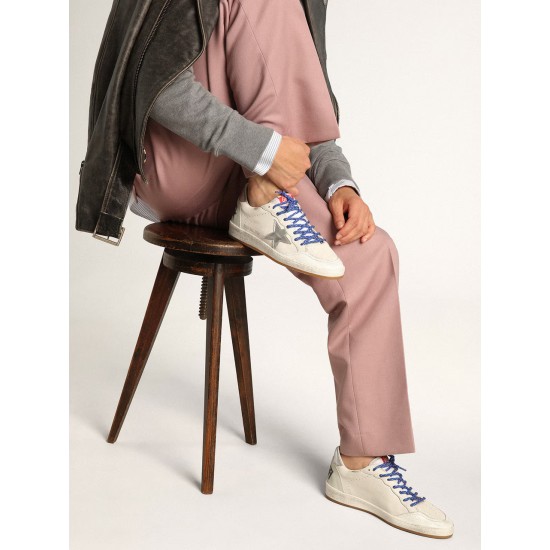Men's Ball Star LTD in white nappa with silver star