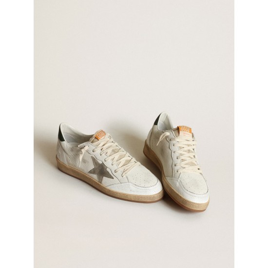 Men's Ball Star in white nappa with dove gray suede star