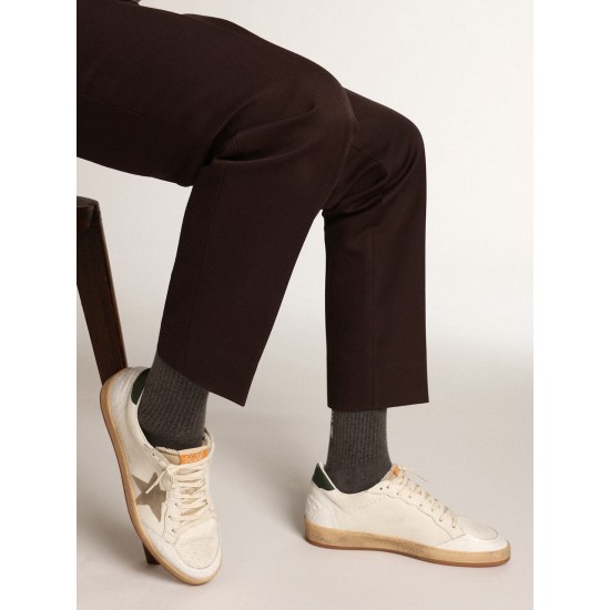 Men's Ball Star in white nappa with dove gray suede star