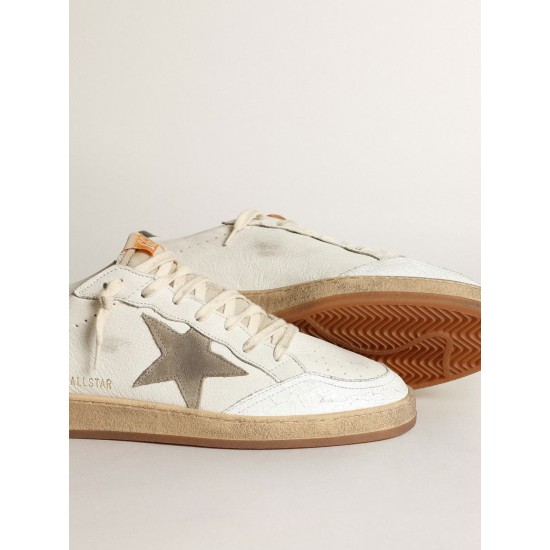 Men's Ball Star in white nappa with dove gray suede star