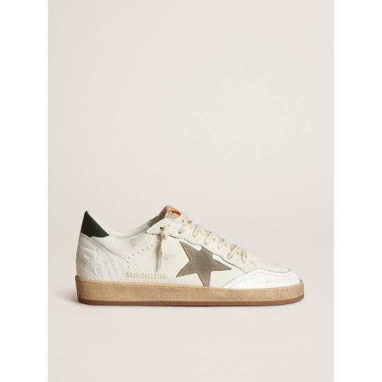 Men's Ball Star in white nappa with dove gray suede star