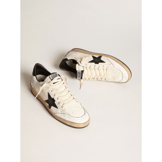 Men's Ball Star in white nappa with black star