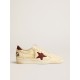 Men's Ball Star in beige nappa with burgundy mesh star and heel tab