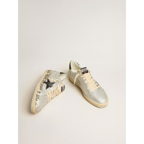 Ball Star LTD in silver leather with gray suede star and heel tab