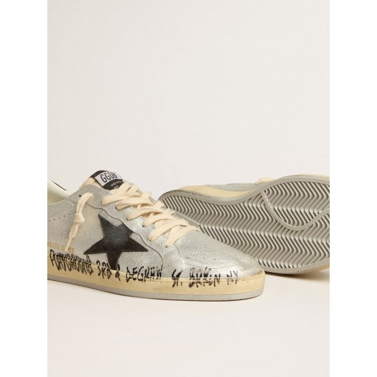 Ball Star LTD in silver leather with gray suede star and heel tab