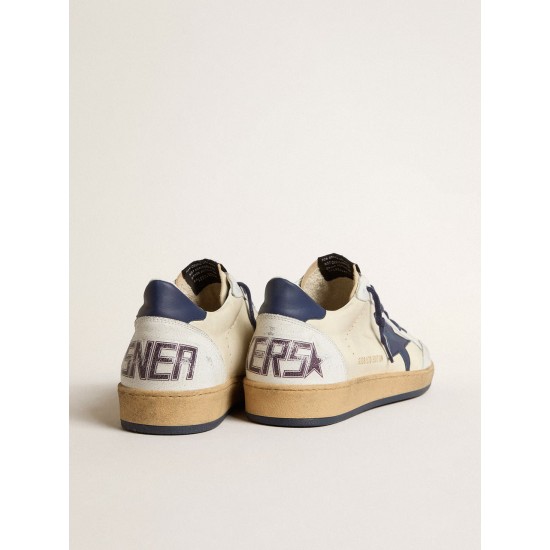 Men's Ball Star LTD in cream nappa with blue leather star and heel tab