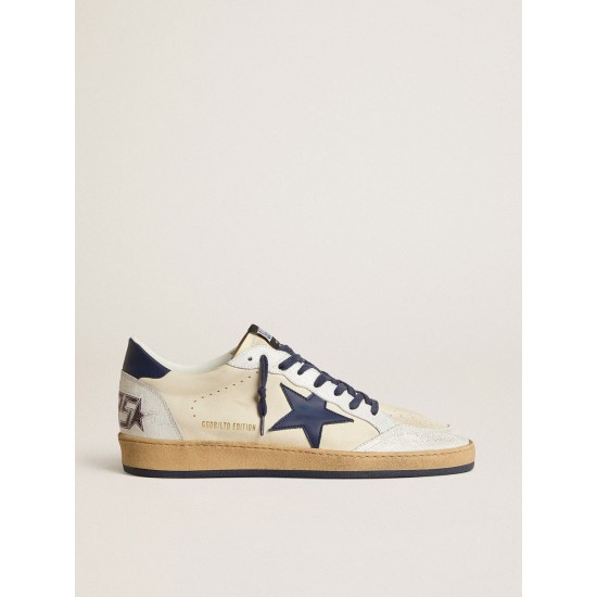 Men's Ball Star LTD in cream nappa with blue leather star and heel tab