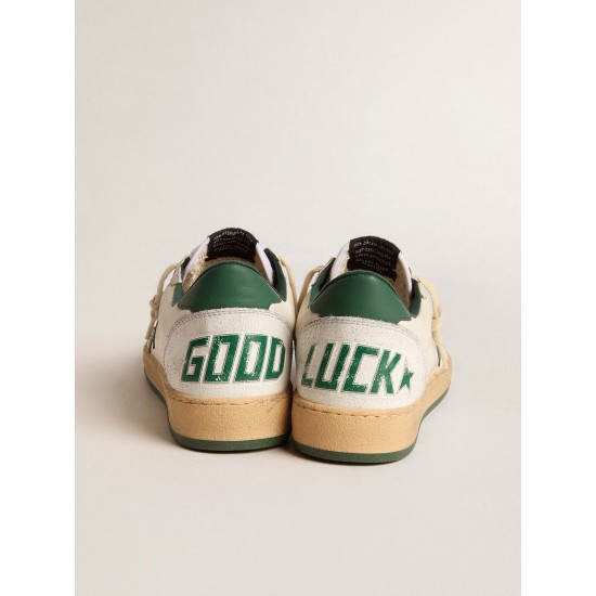 Men's Ball Star Wishes in white nappa leather with green leather star and heel tab