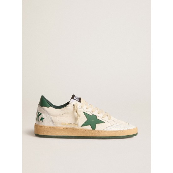 Men's Ball Star Wishes in white nappa leather with green leather star and heel tab
