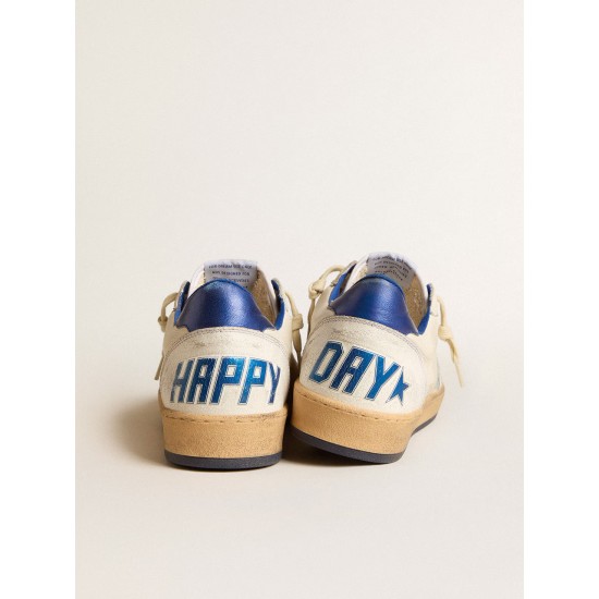Men's Ball Star Wishes in white nappa leather with a bright blue star and heel tab