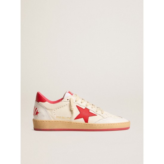 Men’s Ball Star Wishes in white leather with a red star and heel tab