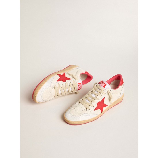 Men’s Ball Star Wishes in white leather with a red star and heel tab