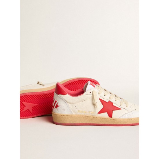 Men’s Ball Star Wishes in white leather with a red star and heel tab