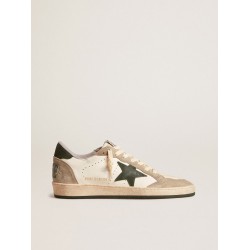 Men's Ball Star LTD in nappa with green star and dove-gray suede inserts