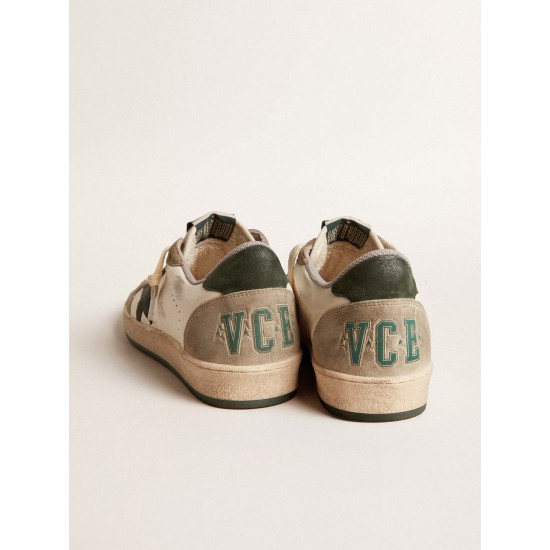 Men's Ball Star LTD in nappa with green star and dove-gray suede inserts