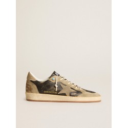 Brown Ball Star with dove-gray suede star and heel tab