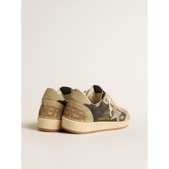 Brown Ball Star with dove-gray suede star and heel tab