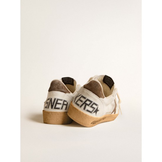 Men's Ball Star in white nubuck leather with brown suede star and heel tab