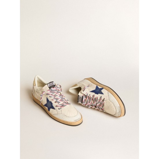 Men's Ball Star in nappa leather with blue suede star and platinum leather heel tab
