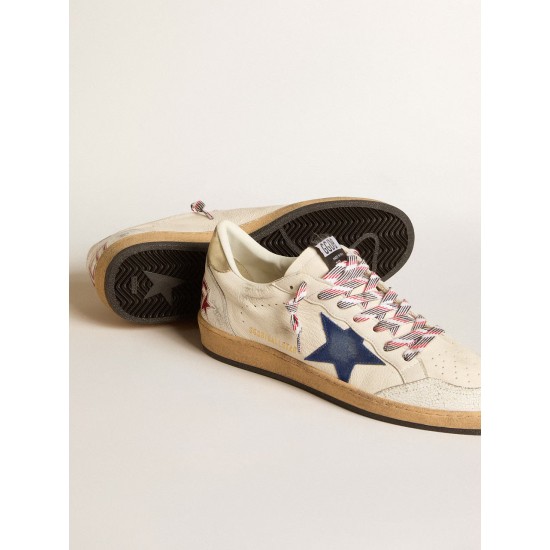 Men's Ball Star in nappa leather with blue suede star and platinum leather heel tab